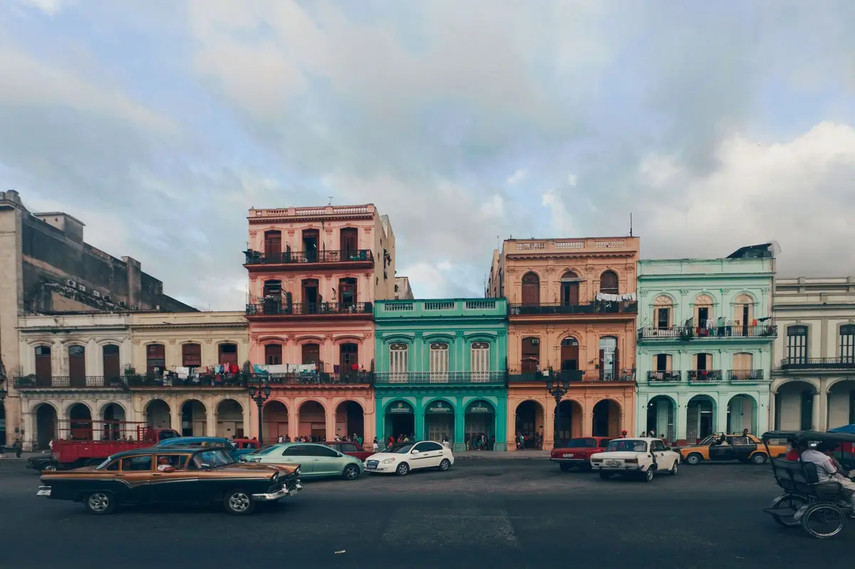 Pastel colonial facades along a Havana street